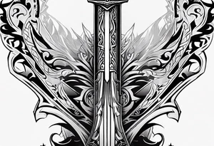 Viego's sword from League of legends, in cybersigilsm tattoo sytle tattoo idea