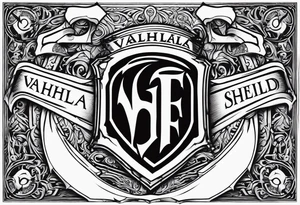 Valhalla shield sword axe fire tattoo idea