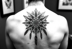 spiritual feathers ornamental mandala shaman tattoo idea