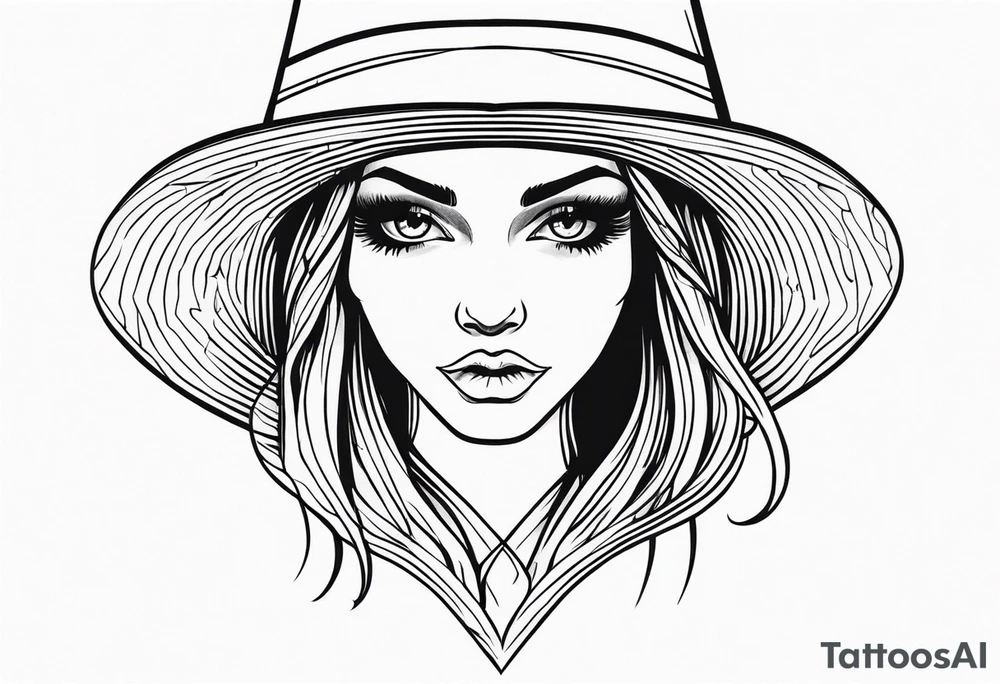 Blank eyes witch tattoo idea