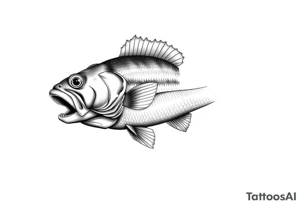 fish bass full sleeve under water tattoo idea