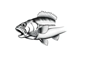 fish bass full sleeve under water tattoo idea