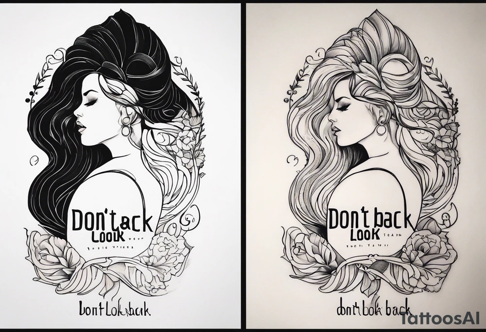 A tattoo with words only. The words are “Don’t look back” tattoo idea