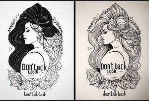 A tattoo with words only. The words are “Don’t look back” tattoo idea