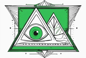 Third eye in green in a triangular setting tattoo idea