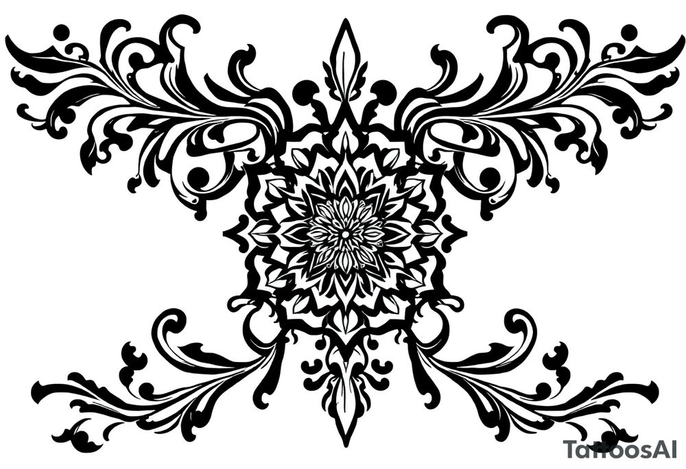 mytical shaman and witch ancient ornament with ancient rhyme tattoo idea