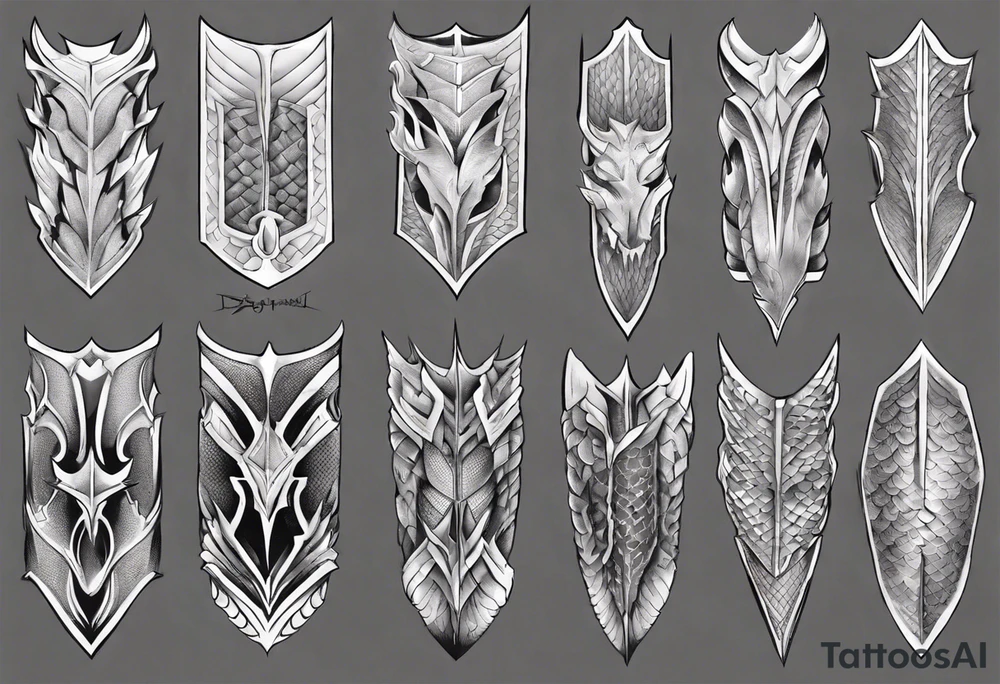 Dragonscale Leg armor symmetrical tattoo idea Dragonscale Leg armor symmetrical tattoo idea