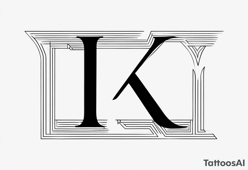 Clean, thin lines forming a monogram. The "K" and the nomber "3" tattoo idea