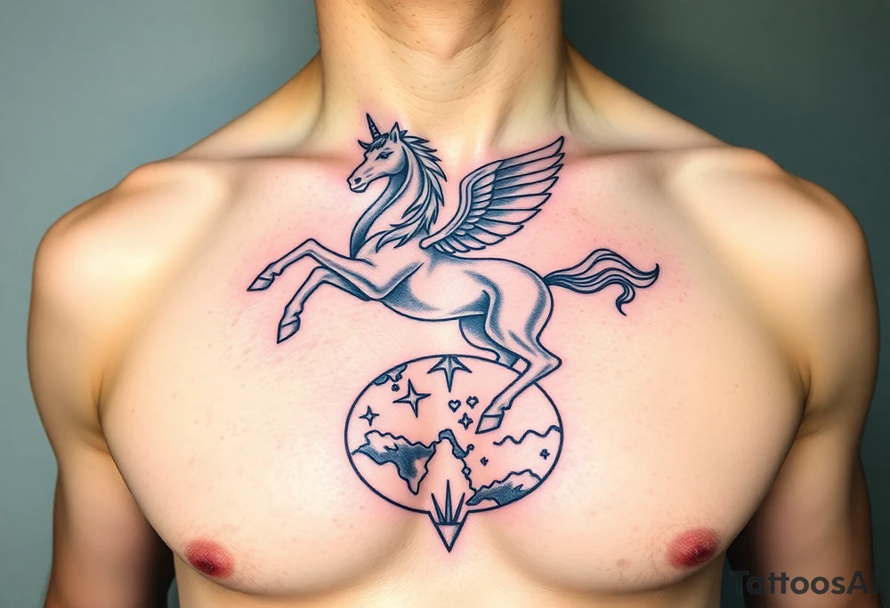 the centaur hovering over the world tattoo idea