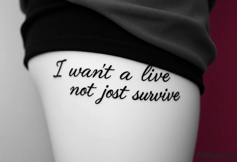I wan't to live, not just survive in cursive tattoo idea