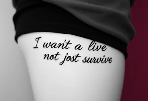 I wan't to live, not just survive in cursive tattoo idea