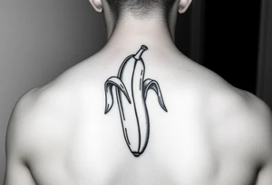 Erect penis disguised as a banana tattoo idea