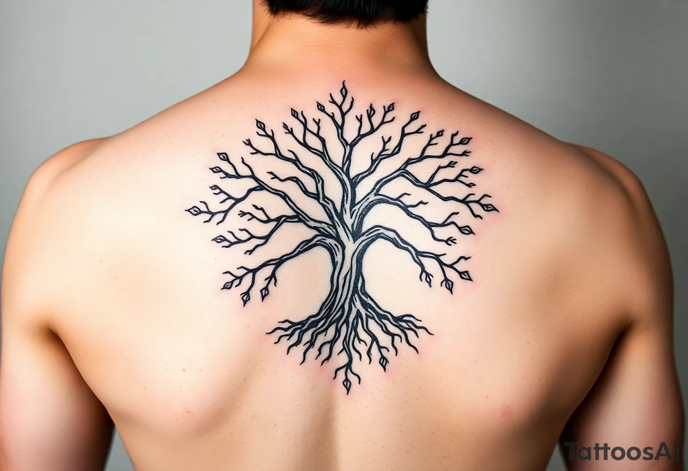 Kabbalah tree of life sefirot Tree roots branches - a lively organic style combined with the official scheme of sephirot tattoo idea