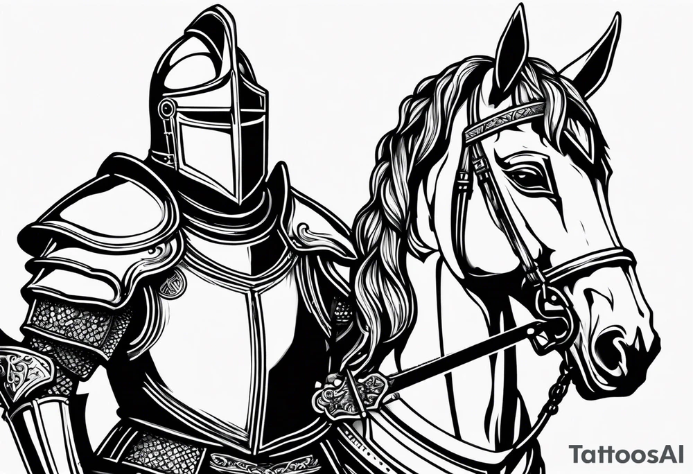 knight with heavy armor with letters RJL tattoo idea
