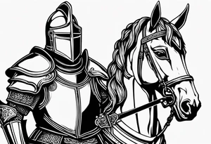 knight with heavy armor with letters RJL tattoo idea