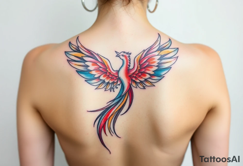 Phoenix without tail lines tattoo idea