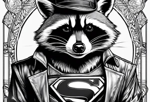 Raccoon wearing a Superman shirt tattoo idea