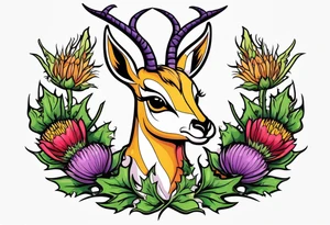 Springbok and scottish thistle tattoo idea