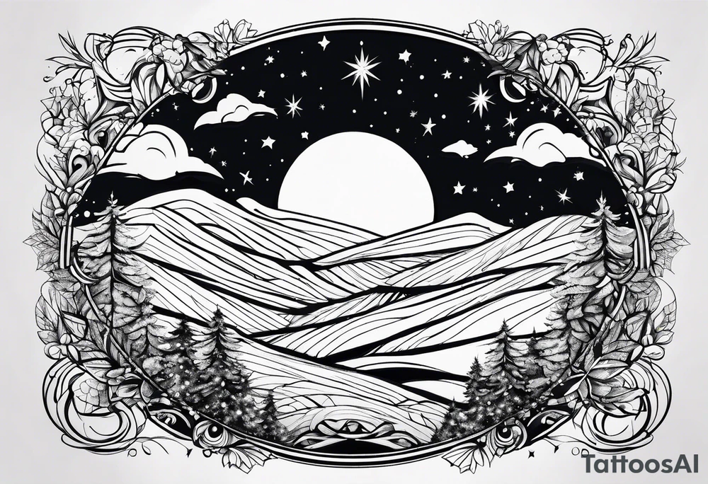 Winter night sky, quarter sleeve tattoo idea