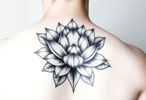 Beautiful lotus flower bomb with closed leaves tattoo idea