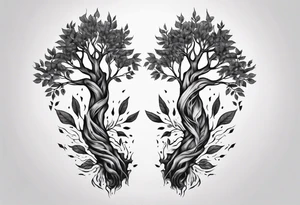 Double tree forearm alive with leaves tattoo idea