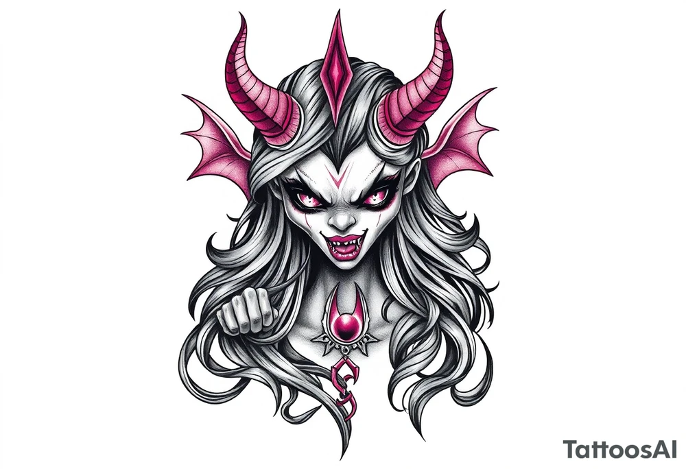 Dangerous demon girl tattoo idea