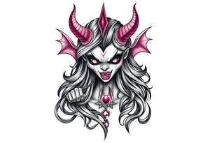 Dangerous demon girl tattoo idea