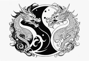 dragons in a yin and yang shape tattoo idea