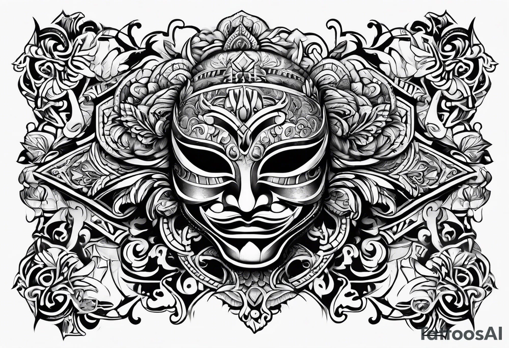 Flip face mask ambigram tattoo idea