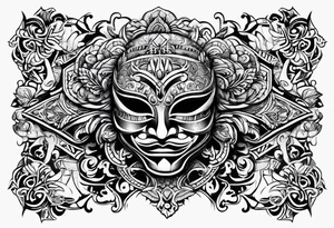 Flip face mask ambigram tattoo idea