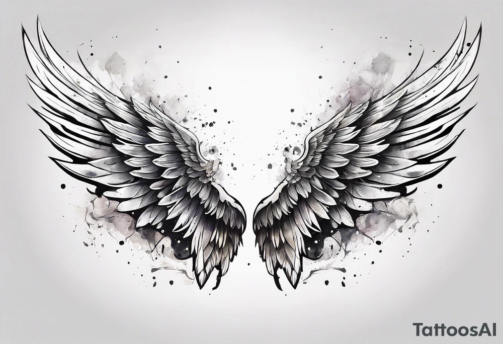 a pair of wings with a halo over them tattoo idea