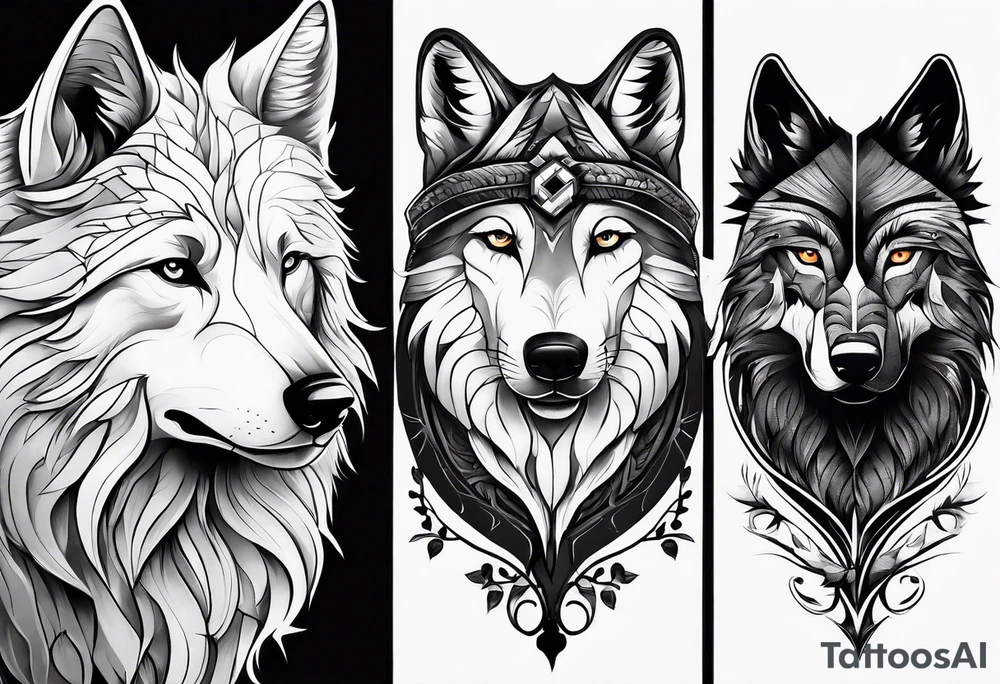 Cheval et loup tattoo idea