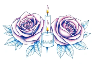 Two roses, two candles, blue tattoo idea