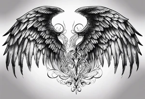 angel wings with names tattoo idea
