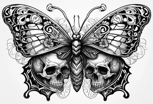Skull bones butterfly tattoo idea