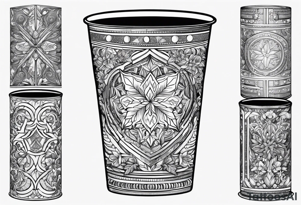 20 oz cup Christmas motif with a blank spot to engrave a name in the middle tattoo idea