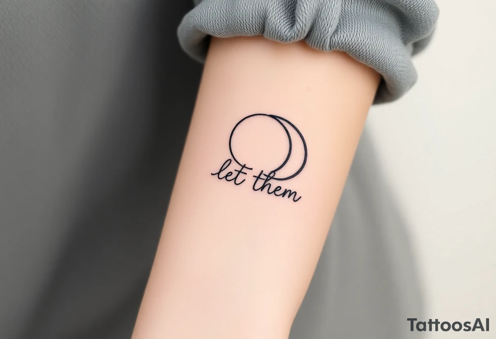 croissant de lune mystique avec le text Let Them tout en longeur tattoo idea