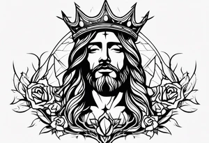 jesus rose thorn crown tattoo idea