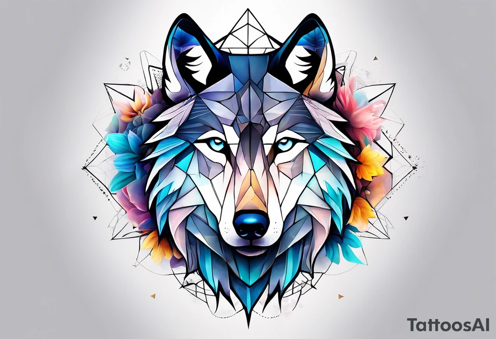Constellation, animal wolf snow , géométric , flower tattoo idea