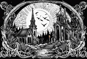 graveyard with moon tattoo idea