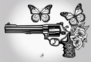 Gun and butterflies tattoo idea