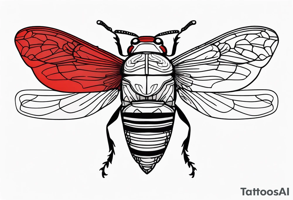 cicada with red background tattoo idea