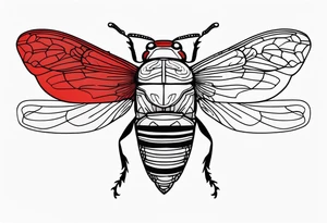cicada with red background tattoo idea