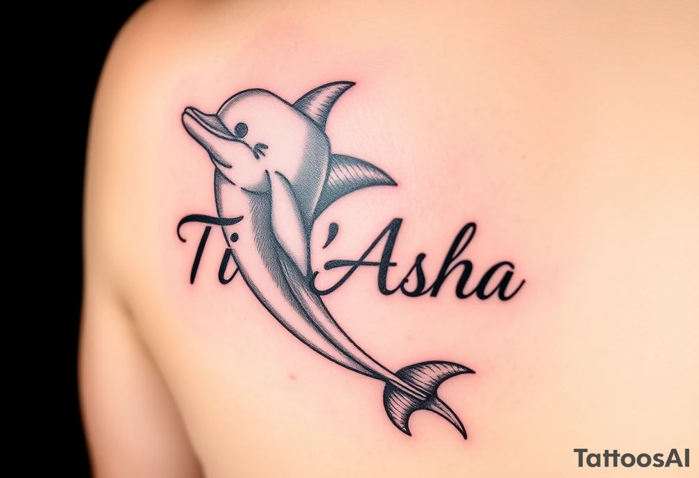 The name Ti'Asha with a dolphin for my mom favorite animal tattoo idea