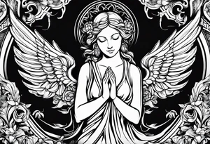 Ovarian cancer religious Angel his praying hands tattoo idea
