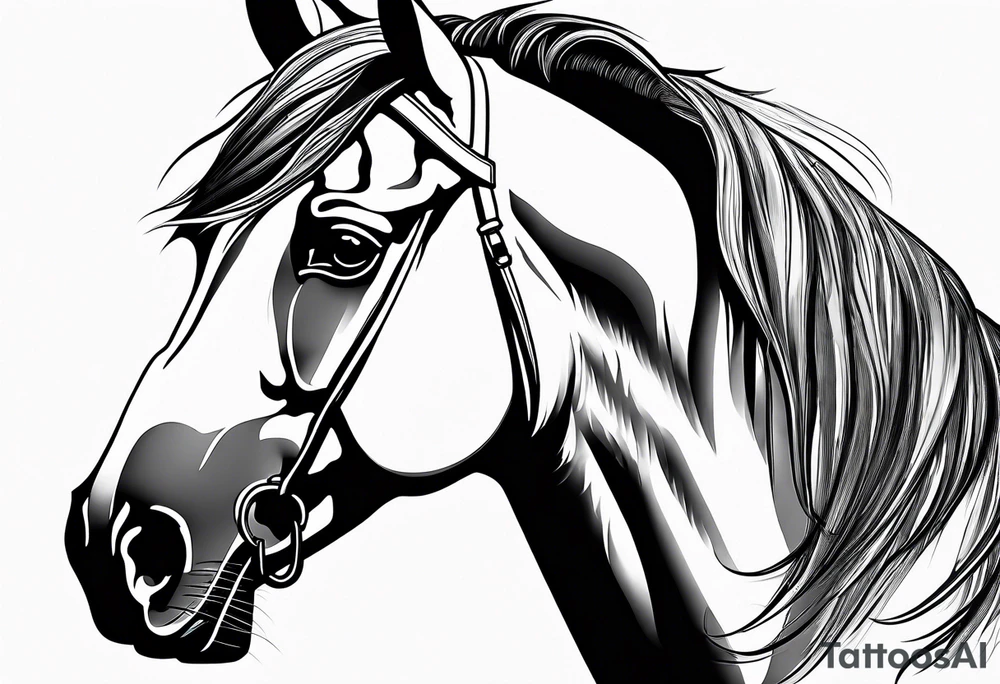 Horse portrait no shading tattoo idea