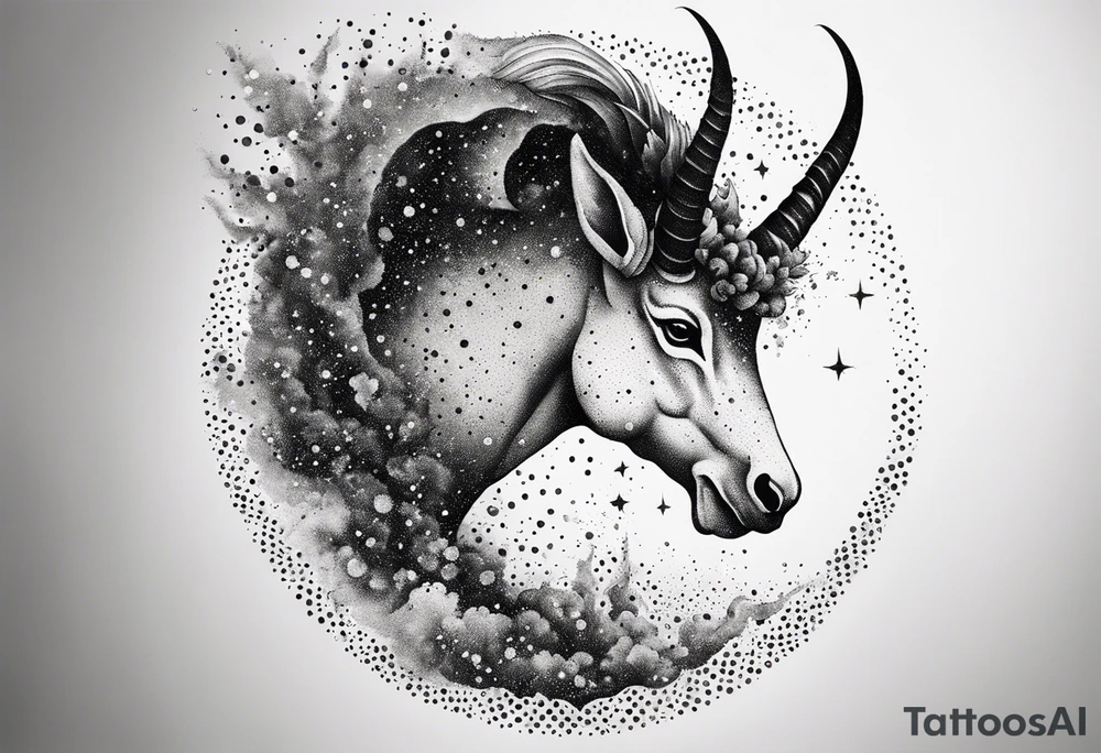 exploding capricorn tattoo idea