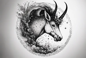exploding capricorn tattoo idea
