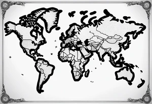 World map with the cross in the middle hovering over it tattoo idea