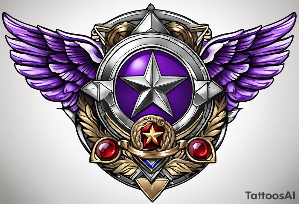 Build tattoo with actual silver star, purple heart and world war  1 medals, including patriotism tattoo idea